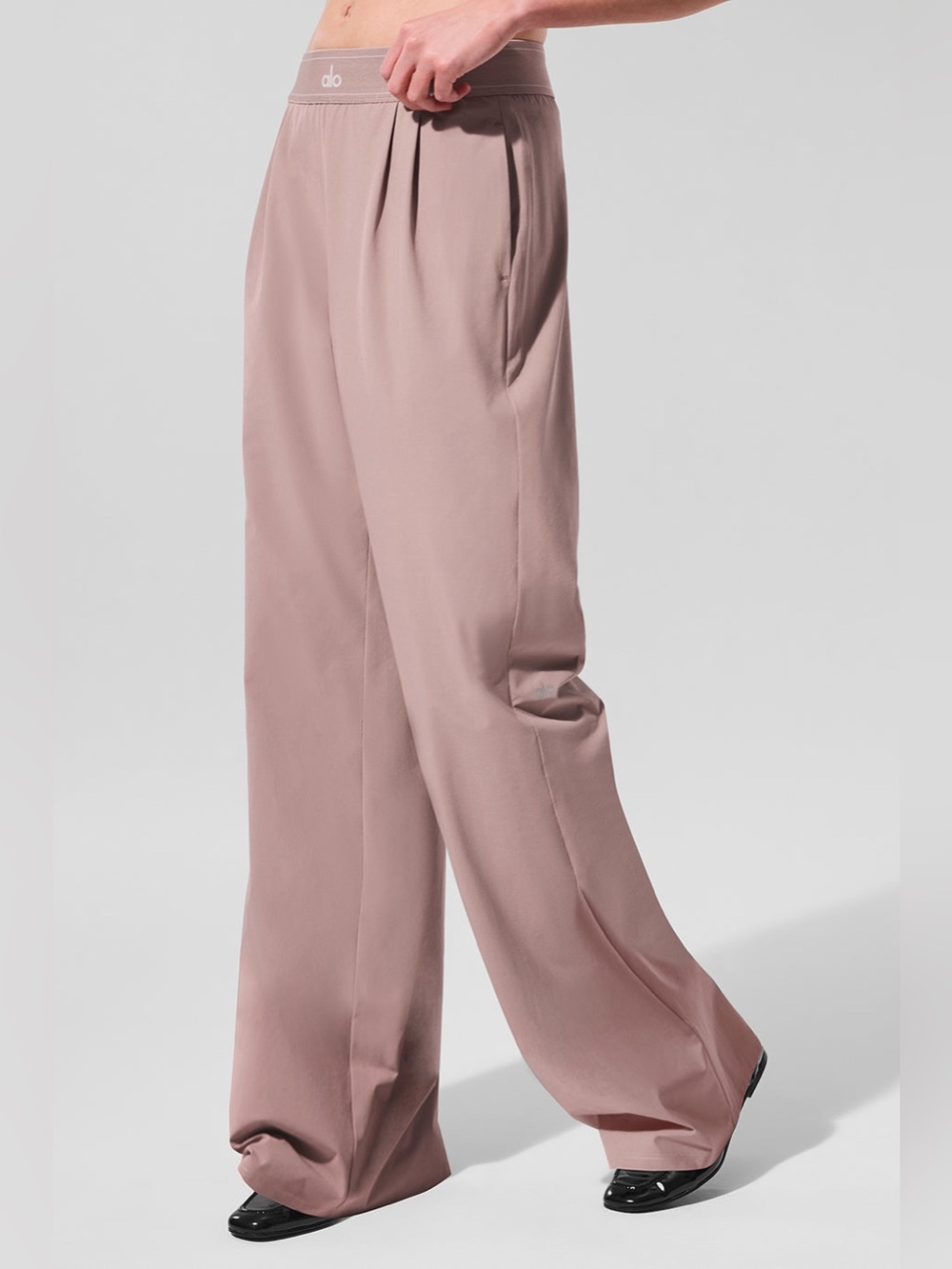 Alo Yoga Suit Up Trouser Regular L Dusty Rose Pink Wide Leg Pants